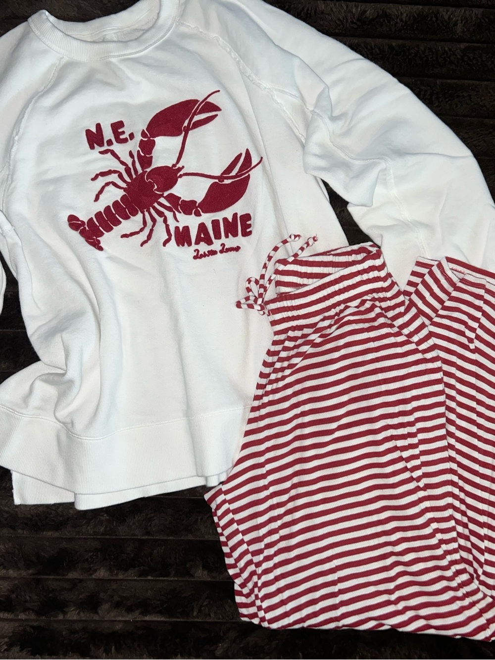 Women’s White & Red Lobster Pants Set - N.E. Maine Design